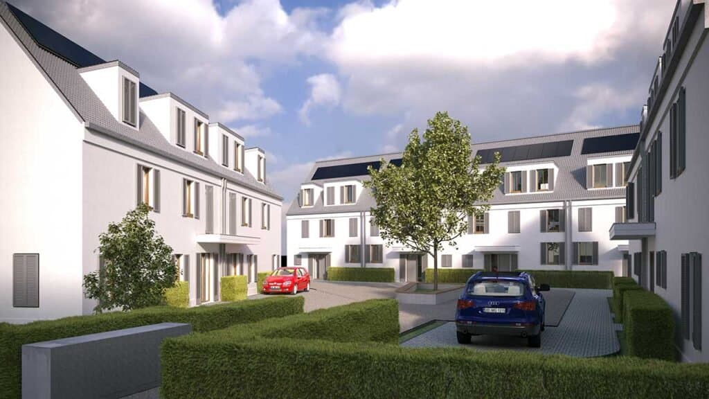 Giebelständige Doppelhäuser zur Straße