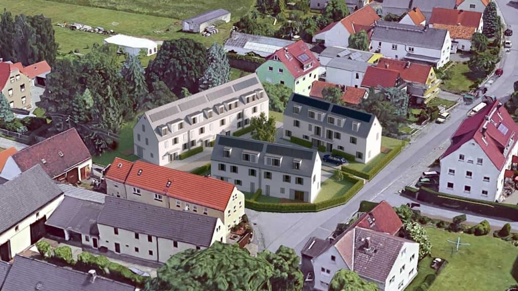 Vogelperspektive des Wohnensembles